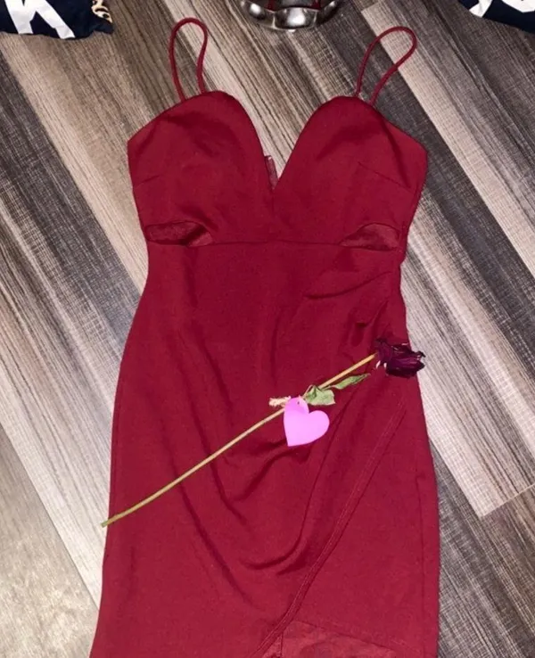 Windsor Red Ruched Spaghetti Strap Mini Dress - Image 8