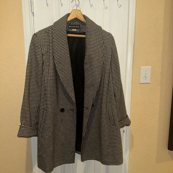 Westbound Houndstooth Pea Coat Sz 12 Wool Blend Exclusively Made For Dillard’s - Image 3