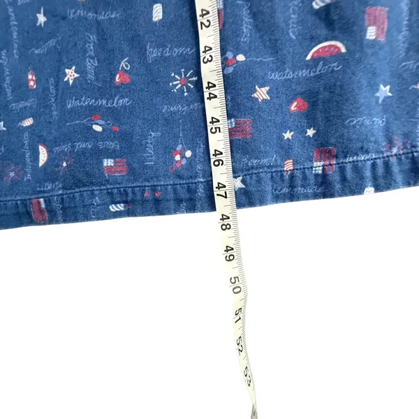 Vintage Koret‎ City Blues Petites Denim Dress Blue Novelty Patriotic Picnic Sz M - Image 10