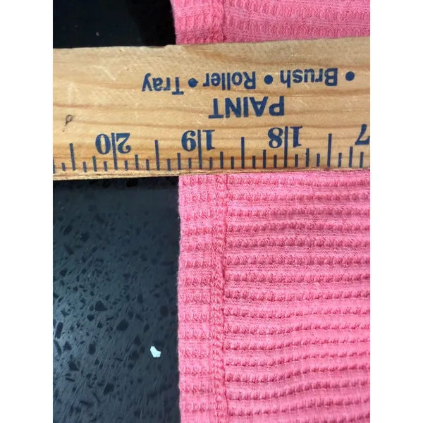 We The Free‎ Free People Pink Waffle Knit Thermal V-Neck Cropped Top XL - Image 6