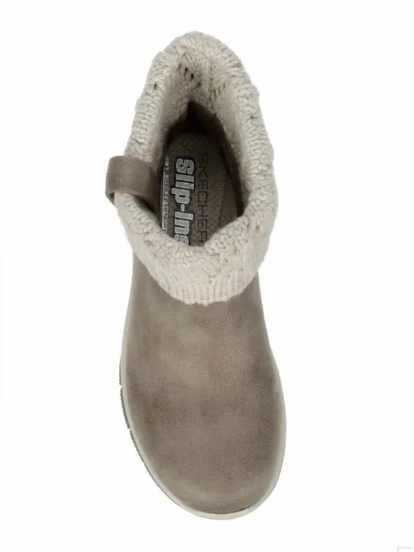 Skechers Women's Pale Taupe Knit-Cuff Ankle Boot Size 7.5 - Image 4