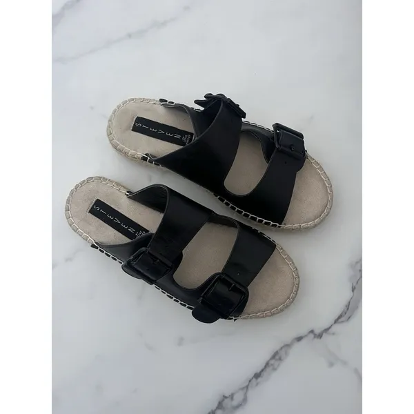 Steven By Steve Madden Black Lapis Espadrille Leather Platform Sandal Size 7 Boho Chic - Image 3