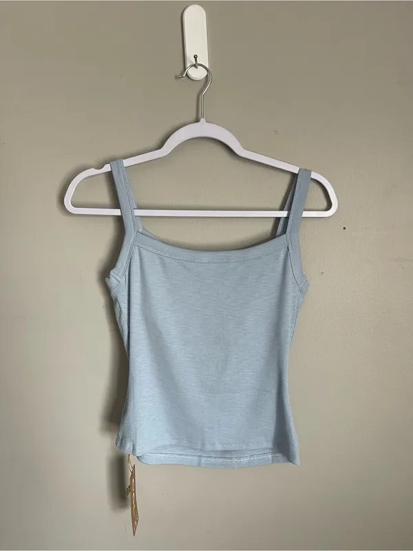 OGL Light Blue Scoop Neck Padded Bra Tank Top Sz M - Image 4