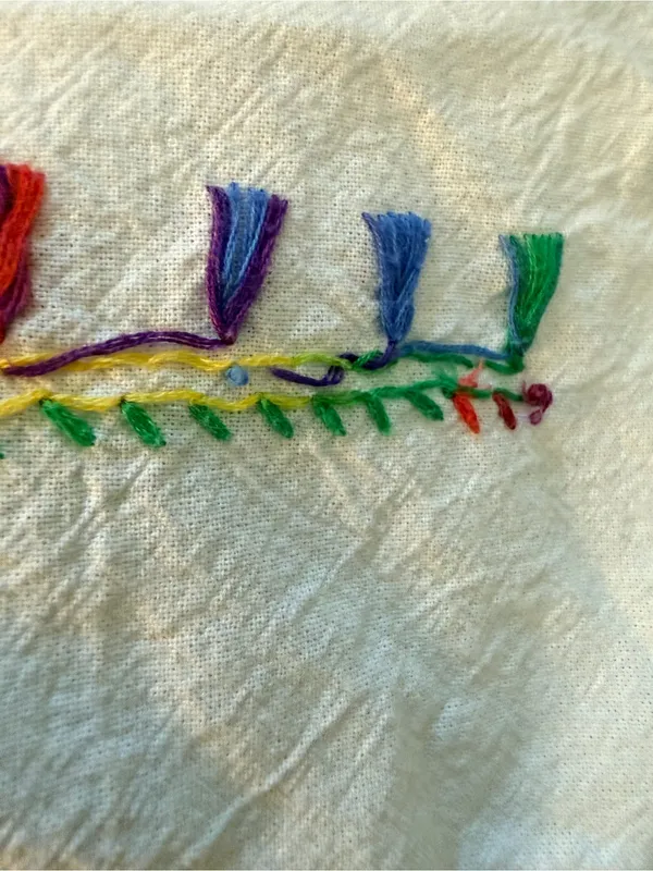 Embroidered White Cotton V-Neck Tunic with Multicolor Tassel Accents - Image 3