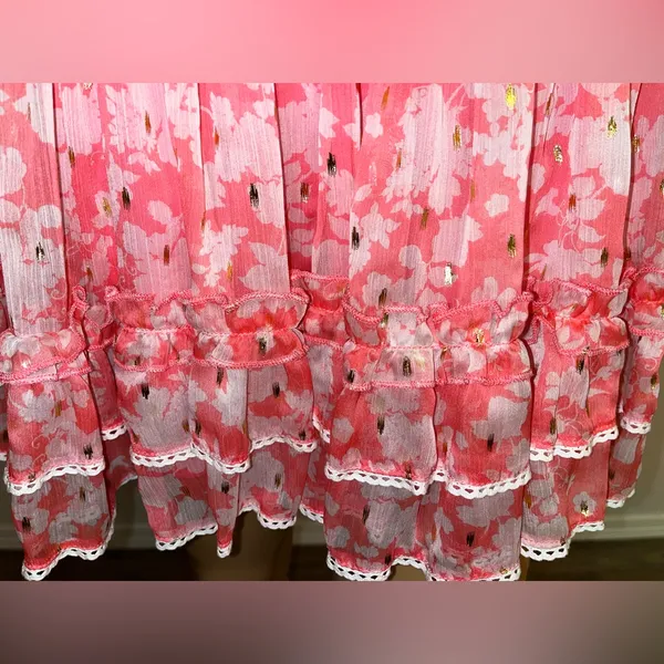 Chelsea & Violet Coral Pink Floral Smocked Mini Dress - Image 4