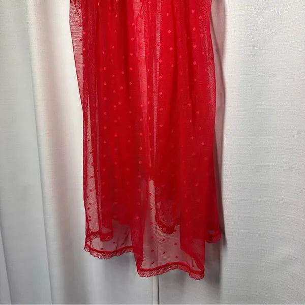 Daisy Negligie Red Sexy Sheer Lace M Babydoll Top Fairy Nightgown Lingerie Y2K - Image 3