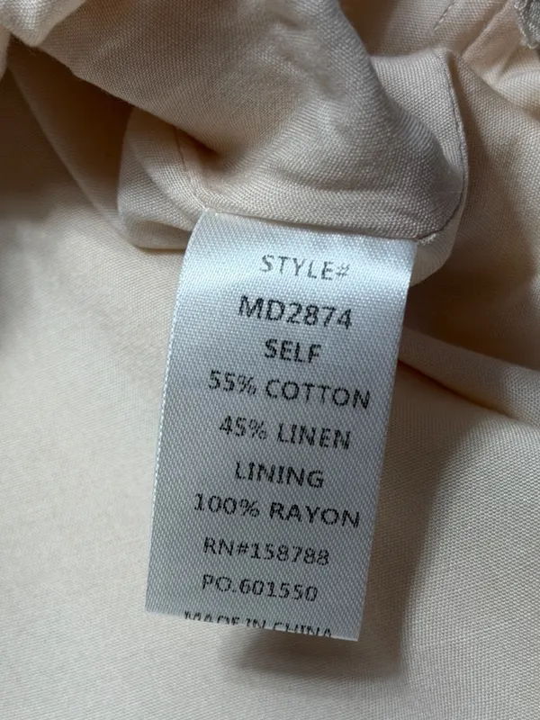 Mable Tan Beige Linen Blend A-line Mini Dress Womans S - Image 5