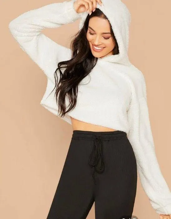 SheIn Plush Cropped Teddybear Hoodie - Image 2
