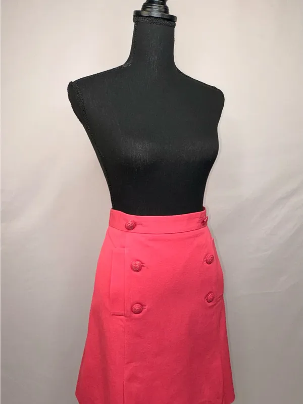 Brooks Brothers Hot Pink Double-Button A-Line Skirt - Image 3