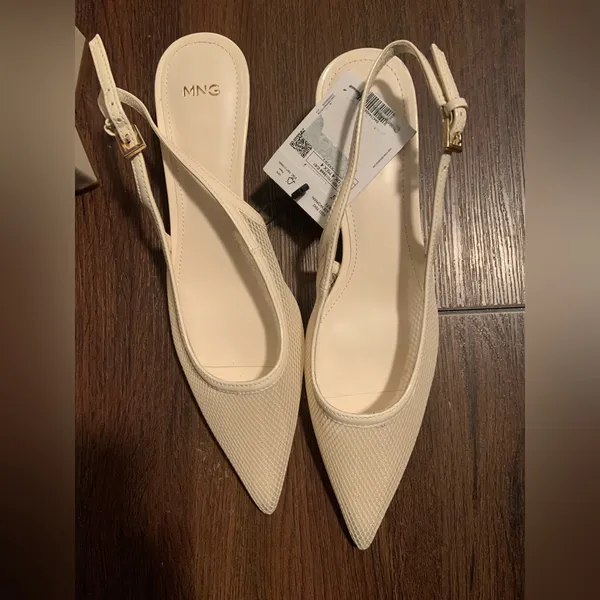 Mango NWT HEELED MESH SHOES WHITE FALL FORMAL PARTY $77 - Image 7