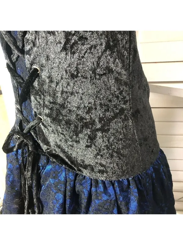 Vampire Lace velvet Mini Dress Blue Black whimsigoth punk goth witch Alt cosplay - Image 11