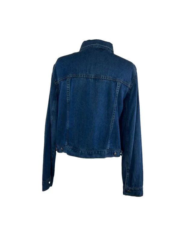 Natural Origins Sz LP Lyocell Blue Jean Denim Button Up Trucker Jacket USA Made - Image 8