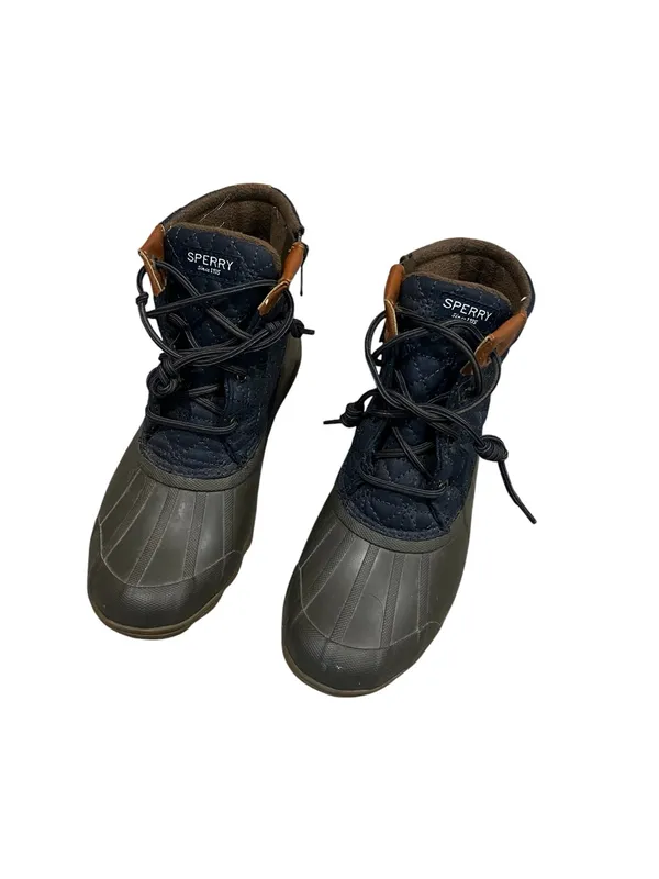 Sperry Navy and Brown Quilted Waterproof Duck Boots - Image 6