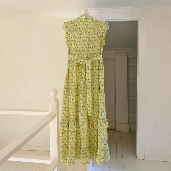 Banjanan Cordelia Floral Tiered Ruffle Midi Dress Yellow Size XS Retail $285 - Image 9