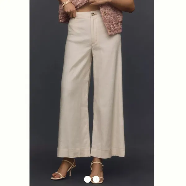 Anthropologie The Ettie High-Rise Crop Wide-Leg Pants by Maeve: Linen Edition - Image 2