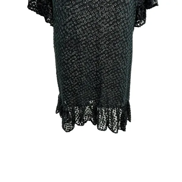 Anthropologie Amadi Lucinda Dress‎ Textured Dot Metallic Black Green Size Large - Image 6