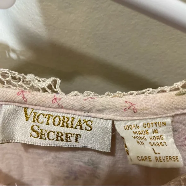 Vintage Victoria’s Secret Gold Label Sleep Shirt 90s Lace Floral Pink Large - Image 3