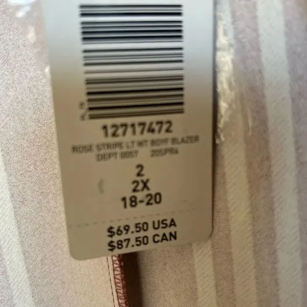 NWT Torrid Lightweight Boyfriend Blazer Pink/ White/ Stripe Size 2X - Image 15