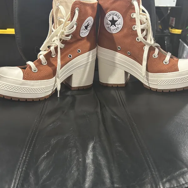 Stylish Lace-Up Platform Boots - Brown and White - Image 2