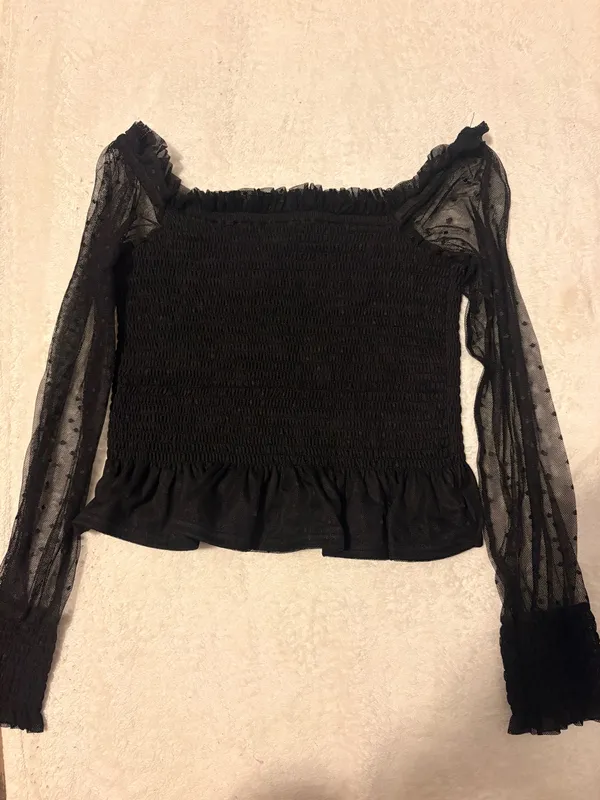 Fashion On Earth Black Top Long Sleeve Sheer - Image 2