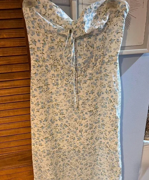 12th Tribe Blue and White Floral Maxi Dress - Image 2