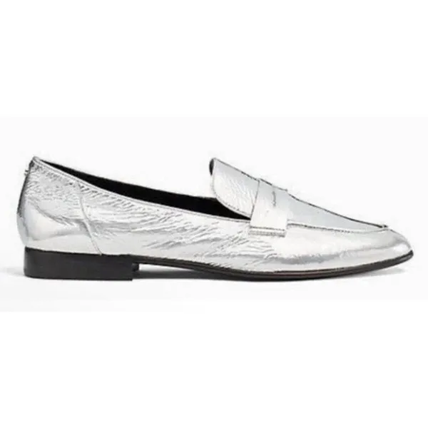 Kate Spade New York METALLIC SILVER Women's Genevieve Loafers‎ Size 6.5 Crinkle - Image 2