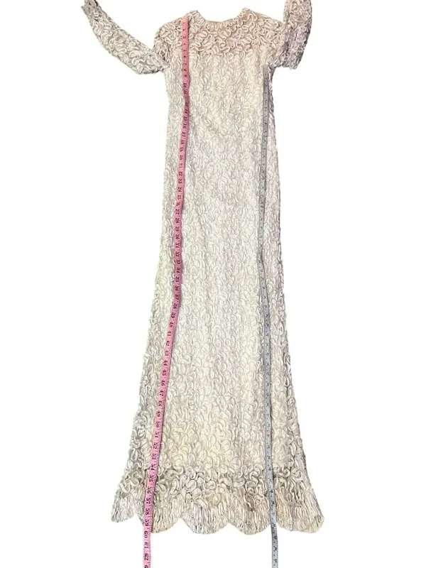 Vintage Jack Bryan Cream Lace Maxi Dress Womens XS? (0-2) Long Sleeve Boho USA - Image 10