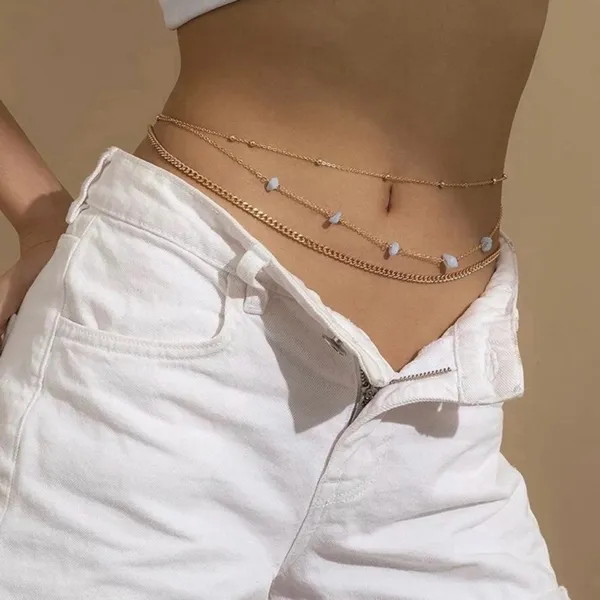 14K Gold Plated Belly Chain Adjustable Layered Chain for Women Sexy Waist Chain - Image 2