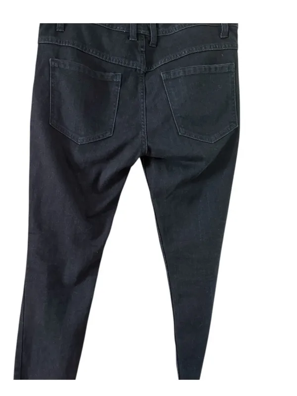 Free People Black Straight-Leg Jeans with Subtle Knee Distress - Image 3