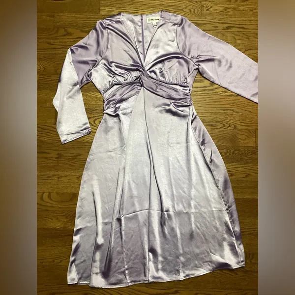 The Drop Violeta cut out silky dress Lavender. Size Large - Image 7