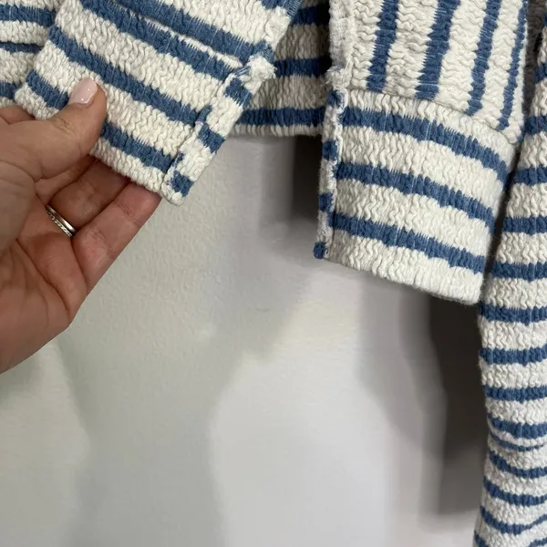 Altar’d State Raelynn V-Neck‎ Striped Sweater Top Cream Blue Sz XXL - Image 8