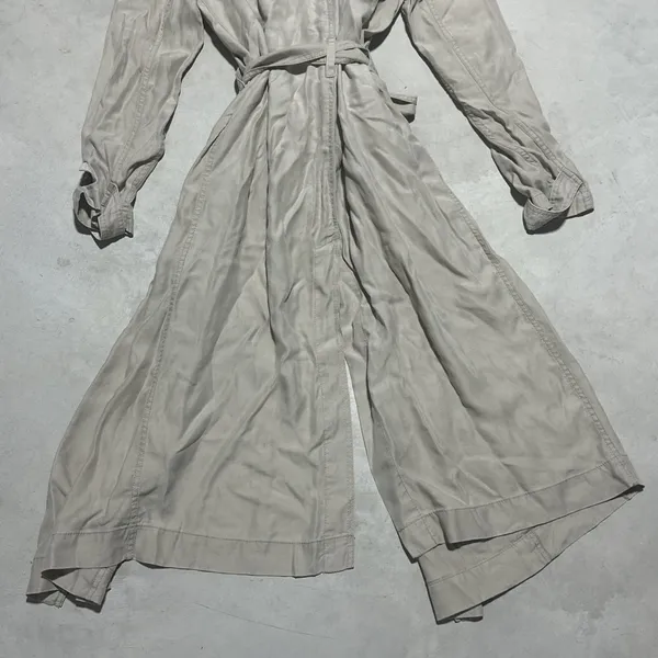 Abercrombie & Fitch Classic Long Cotton Trench Coat Beige Women's SZ Large Y2K - Image 8