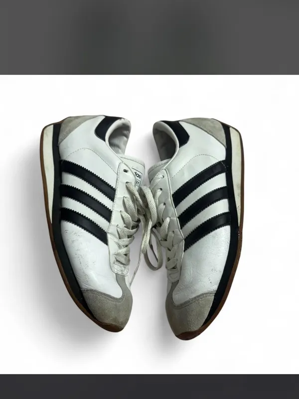 adidas White Low-Top Leather Sneakers with Black Logo - Image 2