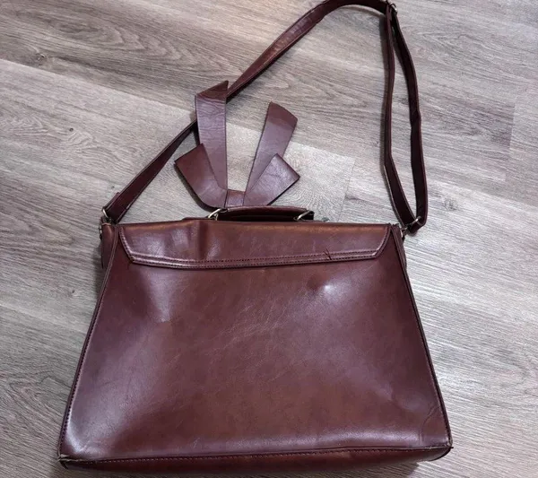 Ecosusi Leather Laptop Messenger Bag Briefcase Satchel Work Brown Bow - Image 6