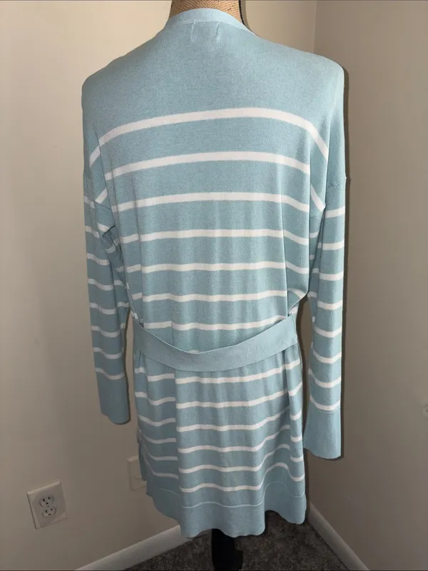 A New Day Light Blue & White Striped Open-Front Women’s Cardigan - Image 3