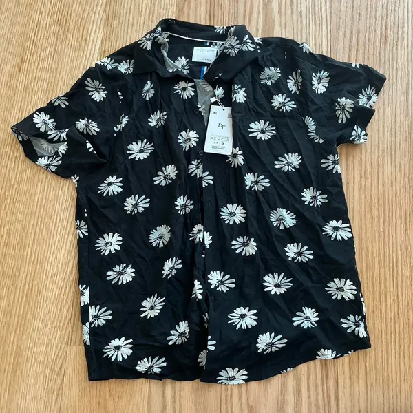 Denim And Flower Button Down Shirt - Image 2