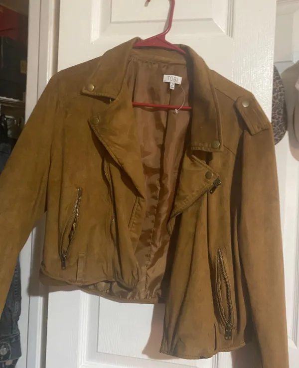 Camel Suede Moto Jacket - Image 4