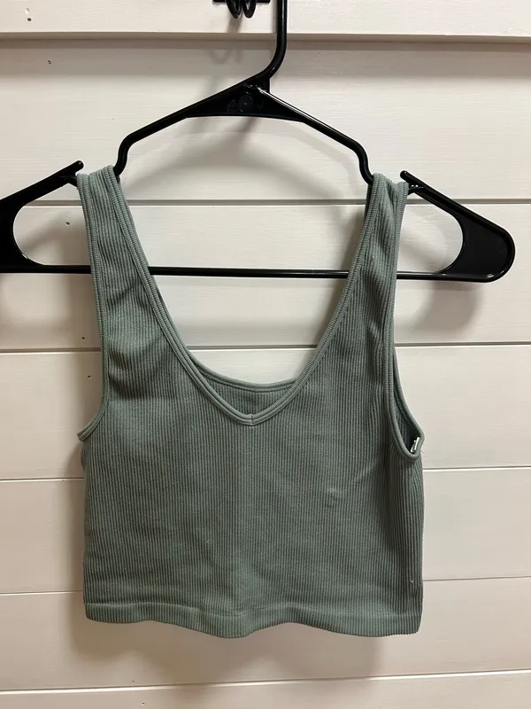 Light blue & olive green tank top - Image 3