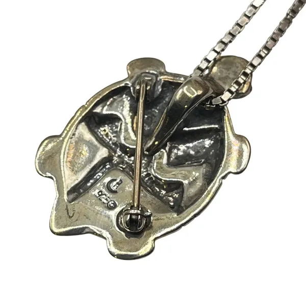 Carolyn Pollack Relios Sterling‎ Silver Turtle Pendant Brooch Necklace Southwest - Image 4