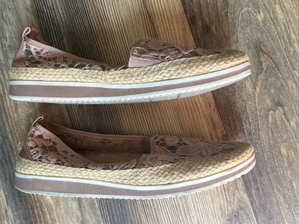 Naturalizer Taupe Lace Jute and Leather Espadrille Slip On Flats Davenport 10M - Image 4