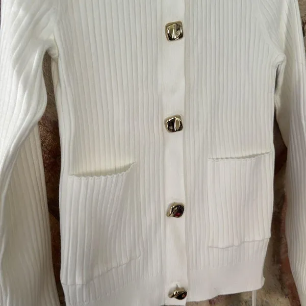 Commense Elegant Button Pleated Sweater Co - Image 4