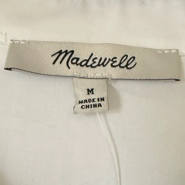 Madewell White Cotton Poplin Button Front Mini Shirtdress NS126 Womens Medium - Image 7