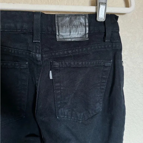 Vintage Silver Tab Levi's Jeans‎ Slim Straight Leg Black High Rise USA Sz 26 - Image 2