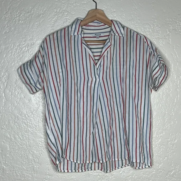 Madewell Women's Park Popover Shirt Rainbow Stripe Palo Multi Antique Cream XS - Image 2
