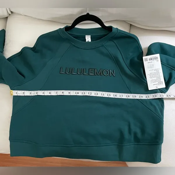 NWT Lululemon Scuba Oversized Pullover Wordmark Storm Teal Sweatshirt Size M L - Image 9
