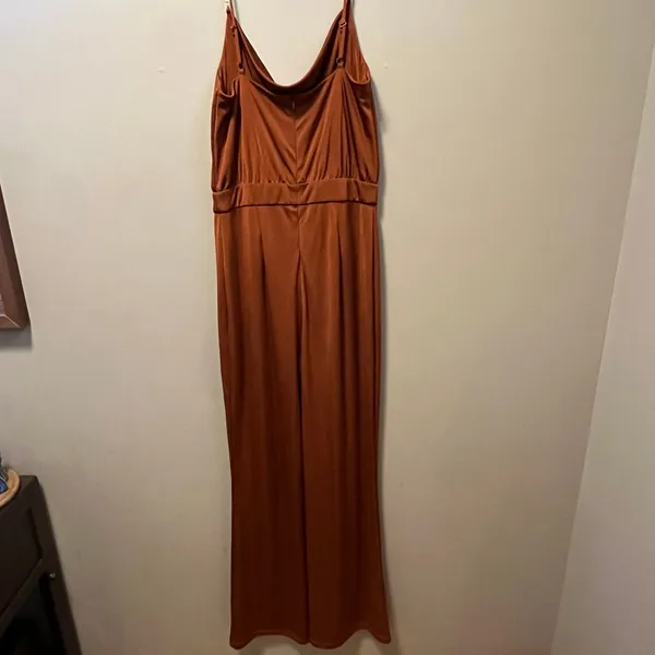 Jason Wu Emmett Burnt Orange Rhinestone Cowl‎ Neck Jumpsuit Size Medium - Image 6