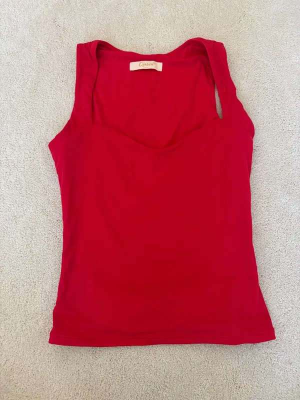 NWOT QINSEN Red Women's Sweetheart Neck Sleeveless Crop Tank - Image 5