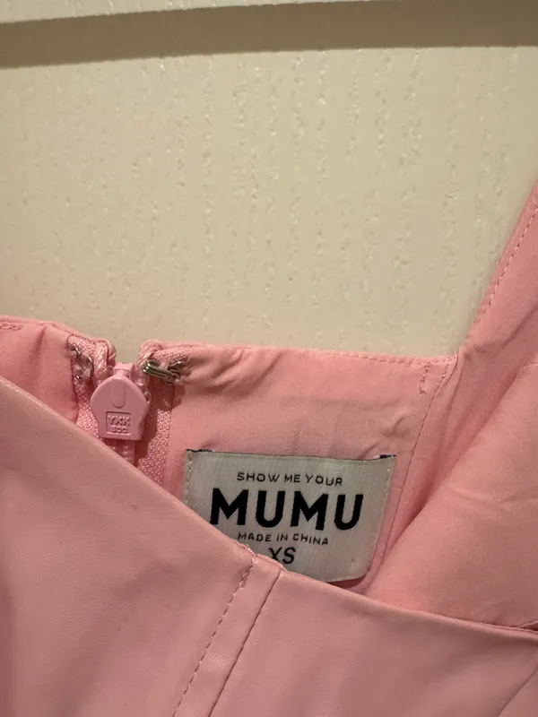 Show Me Your Mumu Woods Mini Dress in Pink Faux Leather - Image 5