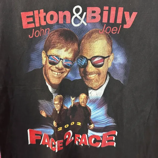 Elton John & Billy Joel Face 2 Face black Tee XL - Image 2