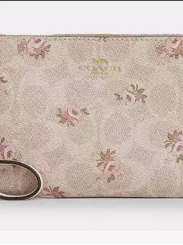 Coach Corner Zip Wristlet In Signature Canvas With Floral Print - Image 9